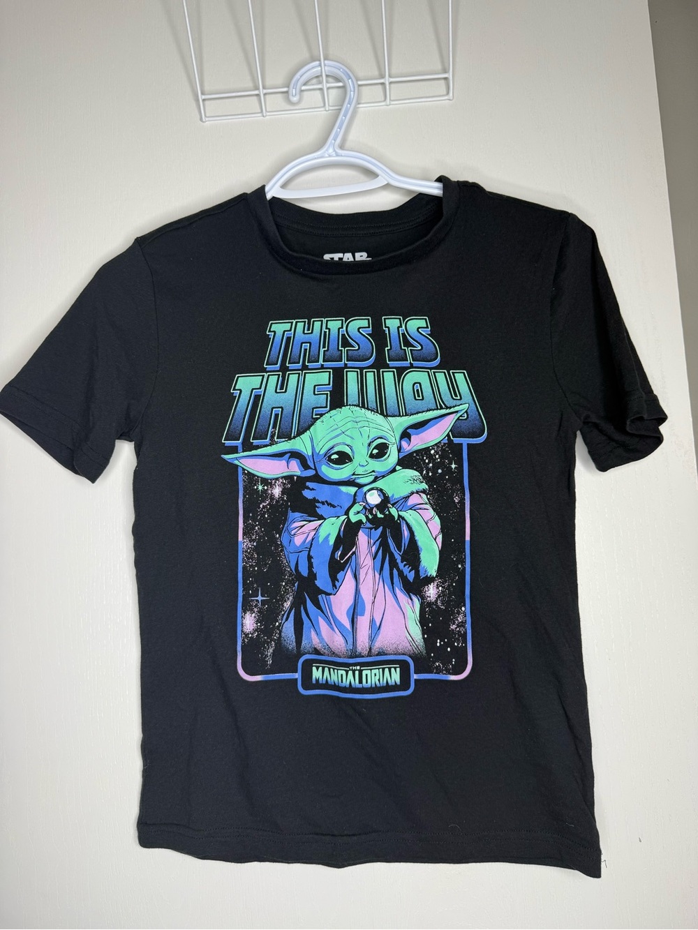 🔥2 for $10🔥 Star Wars Mandalorian Black Kids Tee Grogu Graphic M (7/8)